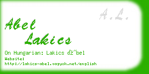 abel lakics business card